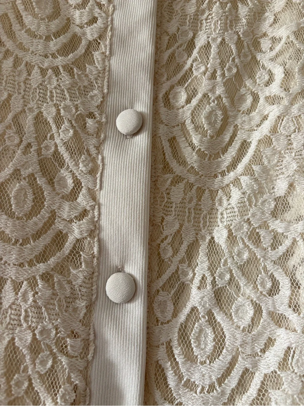 Banana Republic Cream Lace Long-Sleeve Blouse